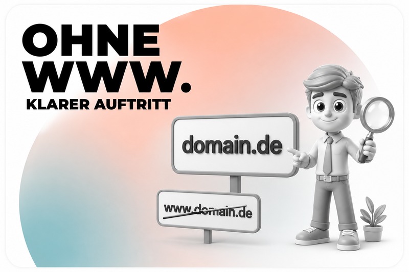 Beitragsbild zum Ratgeber Webseiten ohne www mit kurzer Domain domain.de